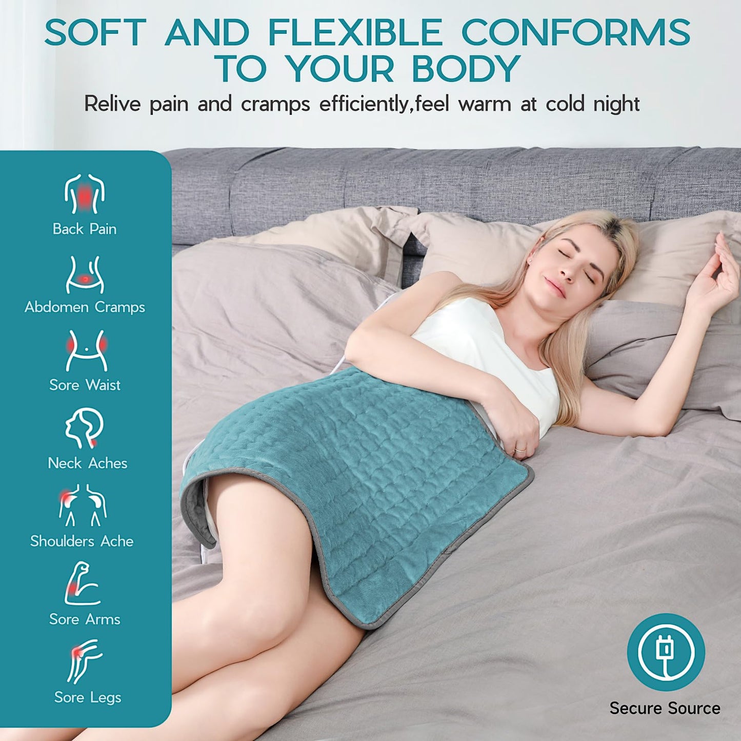 Heating Pad for Period Cramps, Heating Pad for Back/Neck/Shoulder Muscle Pain, Auto Shut Off, Dry/Moist Heat & Machine Washable, Christmas Gifts for Women