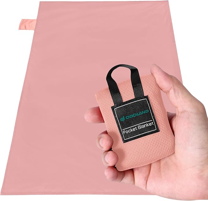 Odoland Beach Blanket Picnic Blanket, 43.3" x 27.5" SandProof Waterproof Outdoor Pocket Blanket with Portable Bag, Foldabl...
