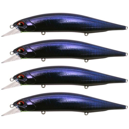 Realis Duo Realis Jerkbait 120mm/4.7": Pack of 4 PCs- Fishing Lure for a Wider Variety of Fishes with Three Hooks Suspending Sinking Type for Anglers Minnow Hardbody Baits (Midnight Black)