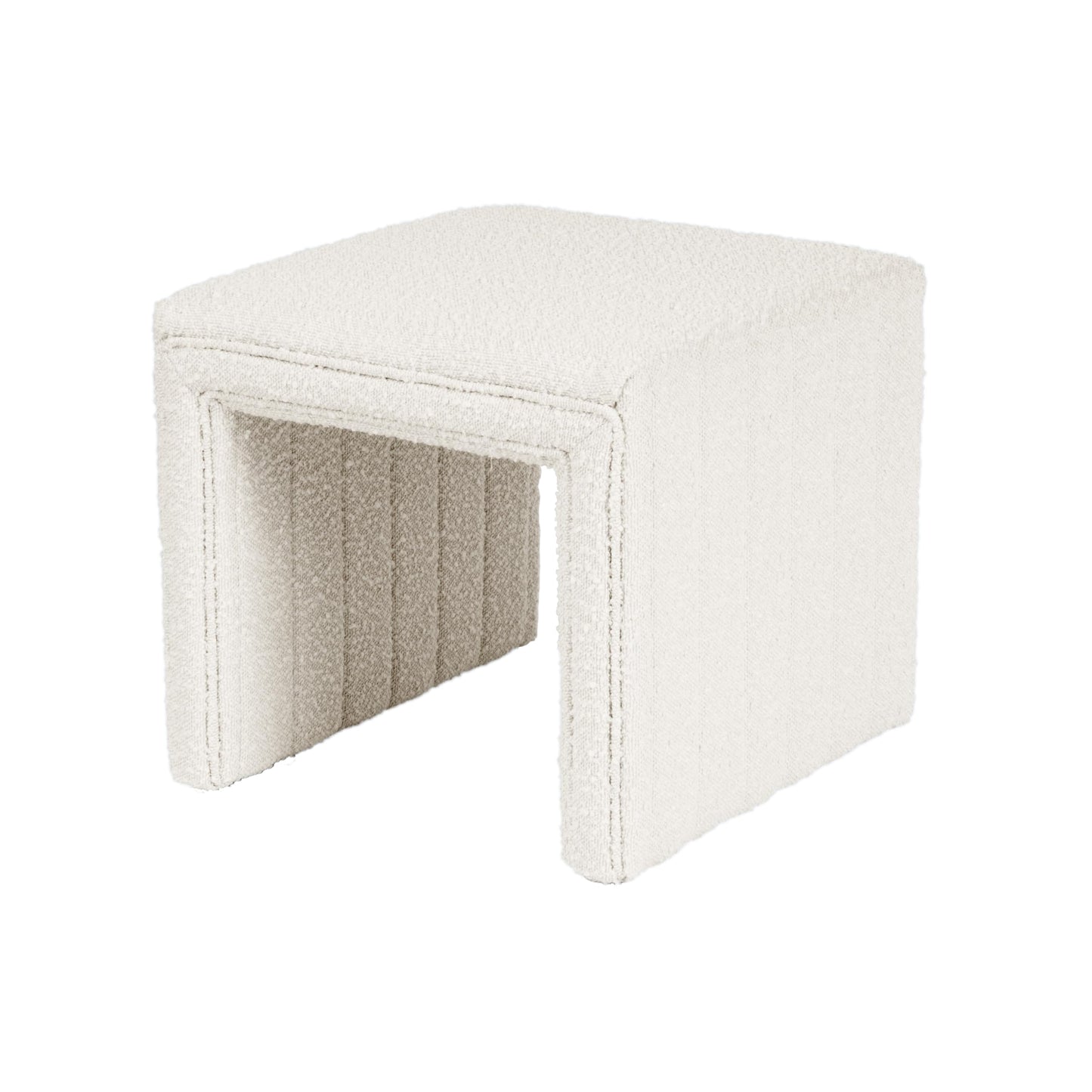 HomePop Modern Channel Tufted Ottoman Home Décor|Ottoman for Living Room & Bedroom - Cream Boucle