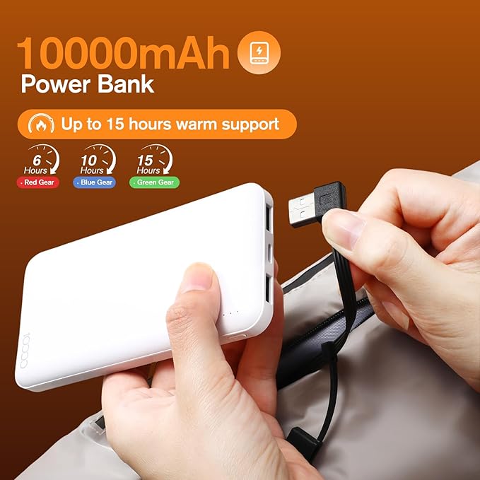 Heated Hand Warmer Pouch Hand Muff with 10000mAh Rechargeable Power Bank Portable USB Hand Warmer Muff