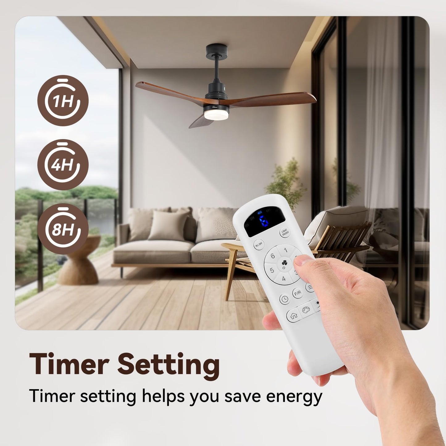 Sofucor 52 Inch Ceiling Fans with Lights and Remote, Low Profile Ceiling Fan with Light Dimmable/Timer, Modern Flush Mount Ceiling Fan 6-Speed Reversible DC Motor for Bedroom Living room Outdoor