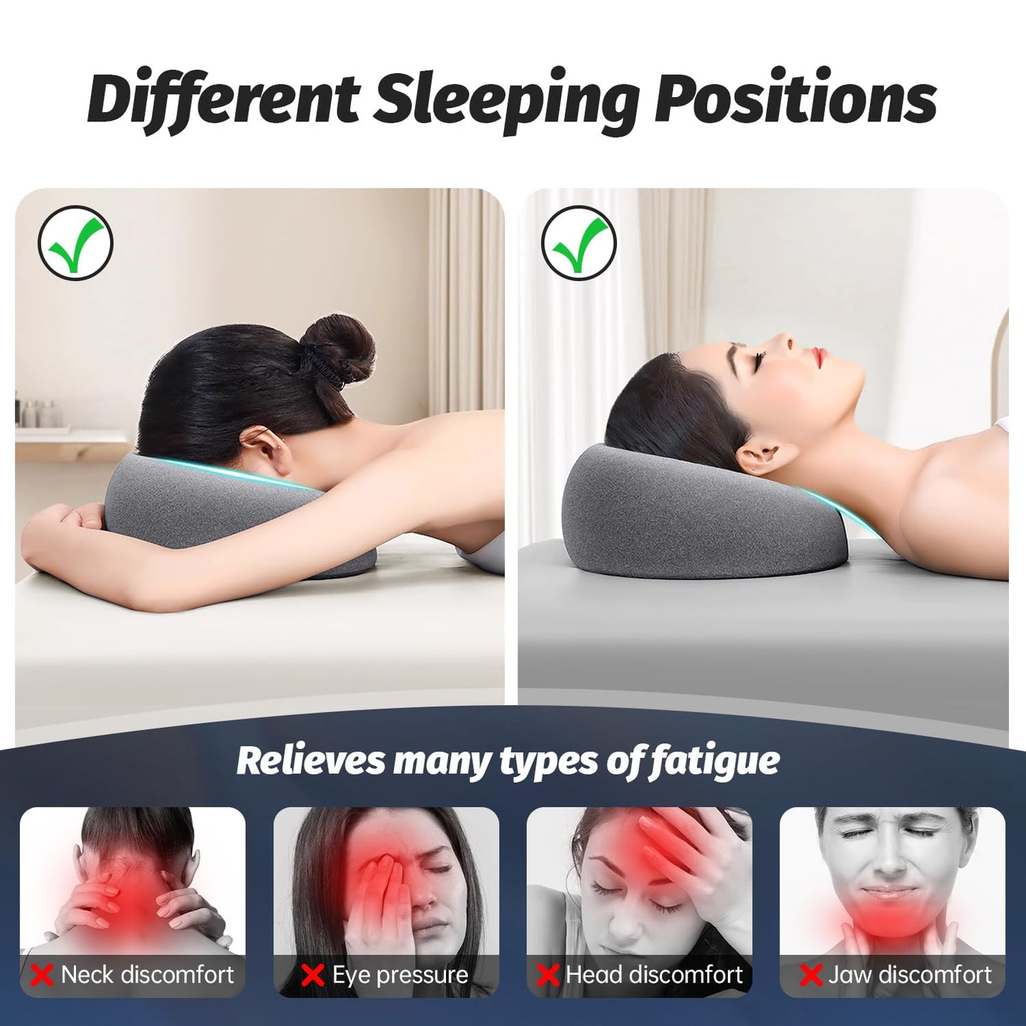 xiaomubiao Face Down Pillows Massage Pillow for Bed Headrest Prone Down Sleeping，Face Cradle，BBL Pillow After Surgery Post Eye Surgery Recovery & Vitrectomy Recovery Equipment Removable Cover Grey
