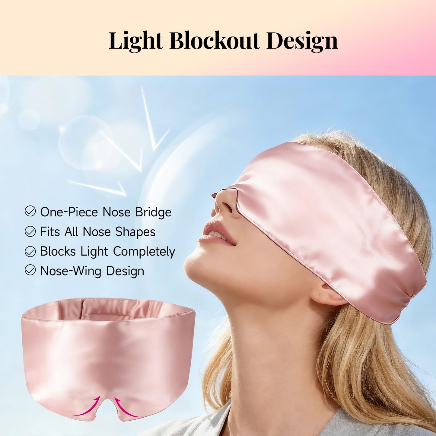 Silk Sleep Mask – 100% Mulberry Silk Eye Mask for Sleeping, Soft Slip Feel, Adjustable Headband, Blackout for Side Sleepers, Men & Women