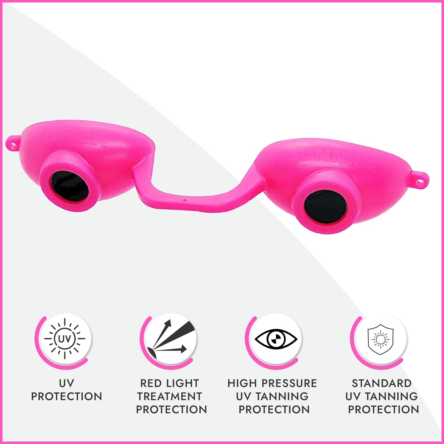 Super Sunnies EVO Flex UV Eye Protection, FDA Compliant, Tanning Bed Goggles, Red Light Theraphy Eyeshields with Case - Pink