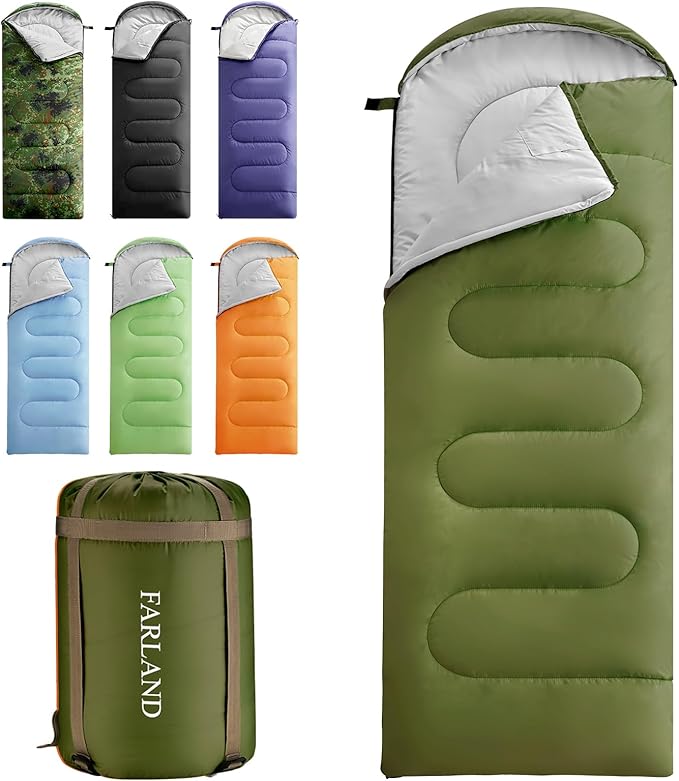 FARLAND Sleeping Bags 30℉ for Adults Teens Kids with Compression Sack Portable and Lightweight for 3-4 Season Camping, Hik...