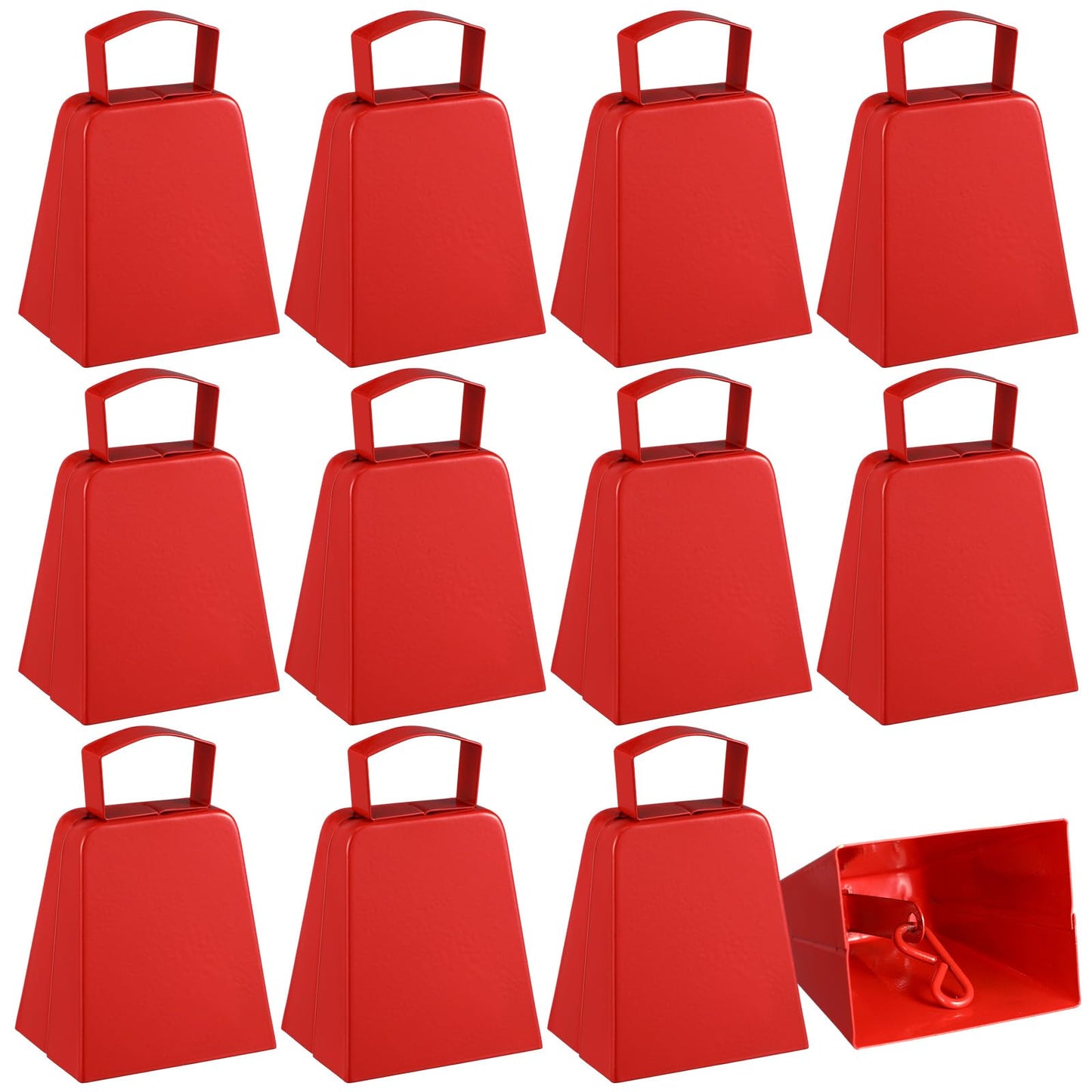 Boao 12 Pack Metal Cowbells With Handle 4 Inch Cow Bells Noise Makers Hand Percussion Cowbells Loud Cheering Bells For Sporting