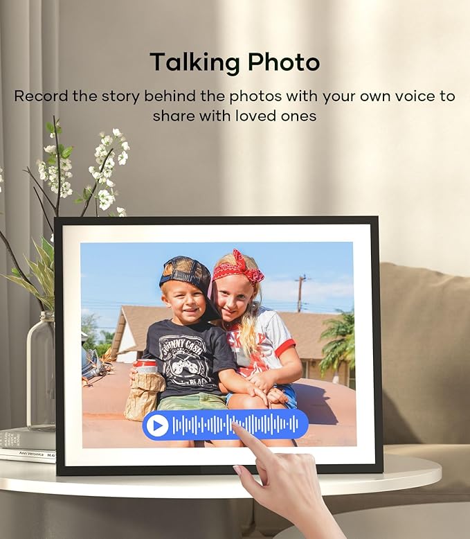 Cozyla Digital Picture Frame Large 17 Inch Digital Photo Frame Share Pictures via Email Google Photos Web Browser App Electronic Picture Frame Slideshow Free Unlimited Storage Video Picture Frame Mat