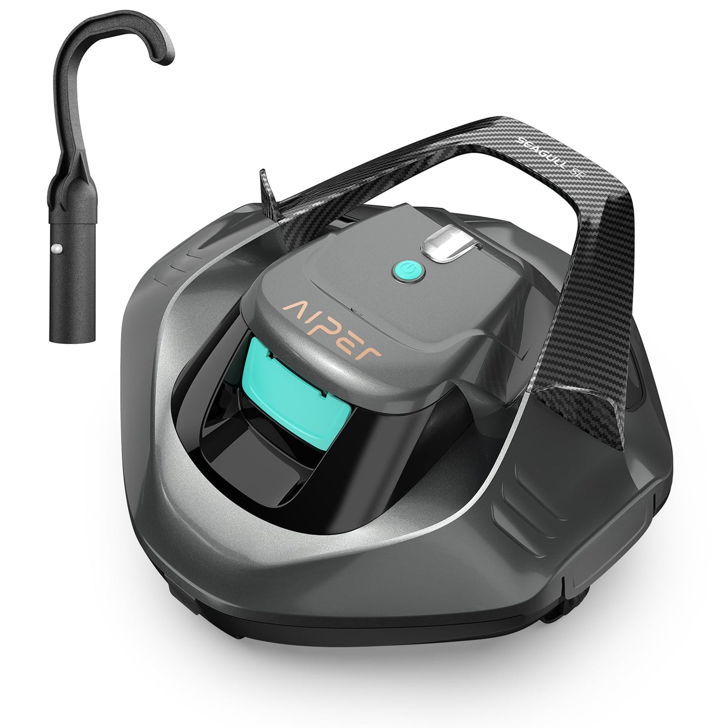 AIPER Seagull SE 2025 Cordless Robotic Pool Cleaner with LED Indicator, Self-Parking Technology, Lasts 90 Mins Runtime, Ideal for Above-Ground Pool up to 40 Feet, Grey & Teal
