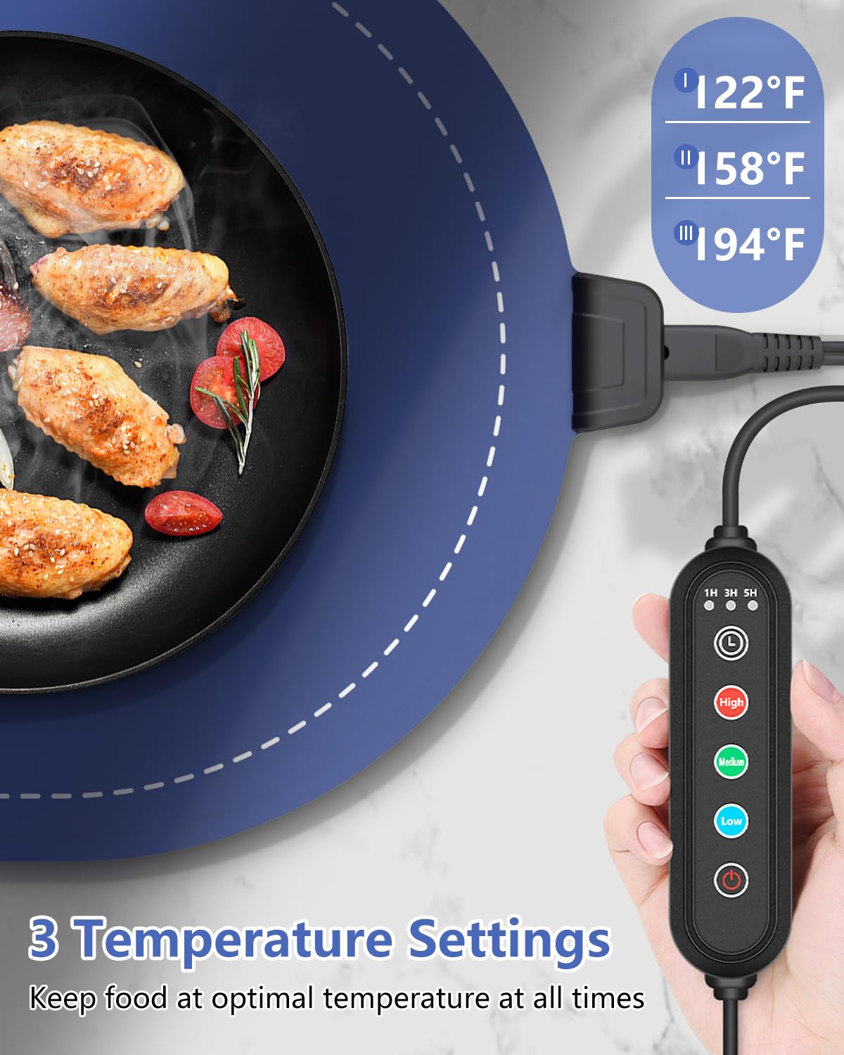 Warming Mat for Food Extra Large,36"x15" Food Warming Mats for Countertops, Parties, and Daily Use with Timer and 3 Temperature Levels