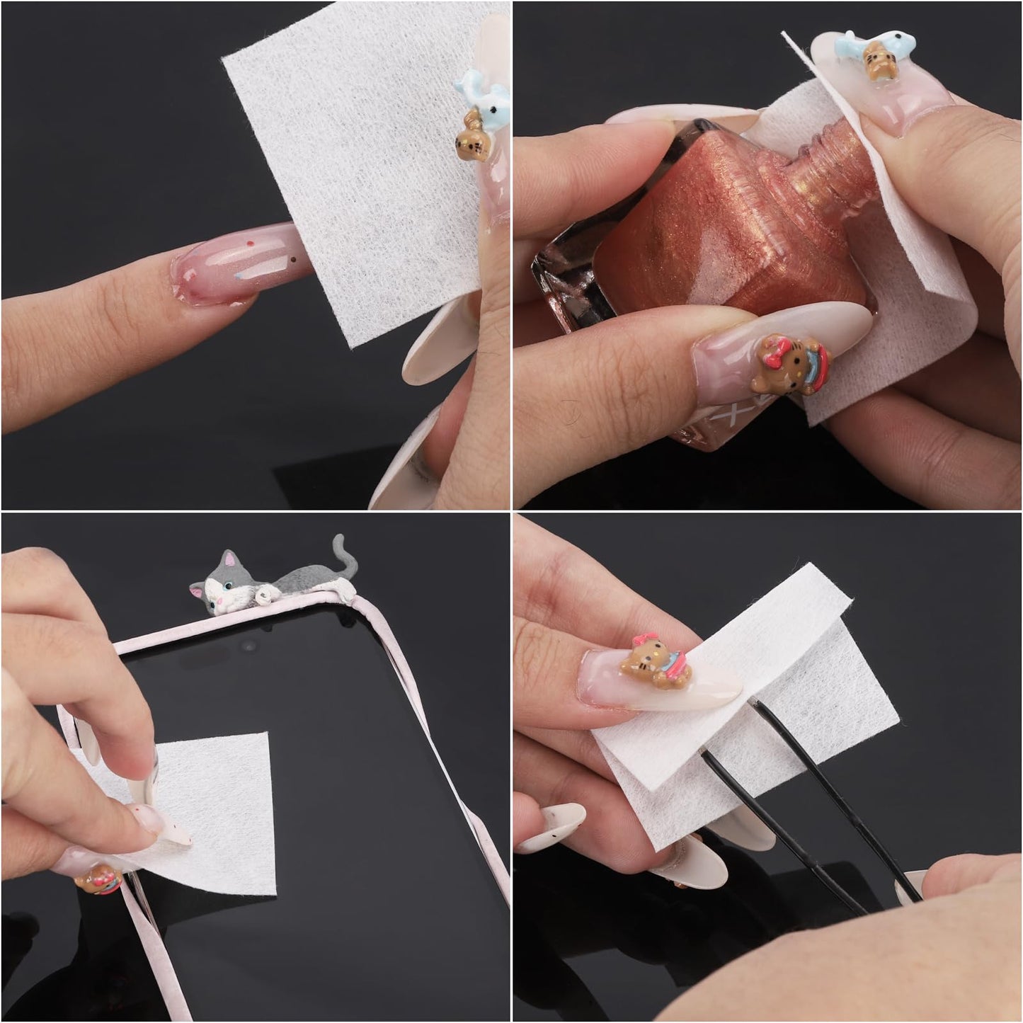 BTYMS 650 Pcs Lint Free Nail Wipes, 2 x 2 Nail Polish Removers Cotton Pads