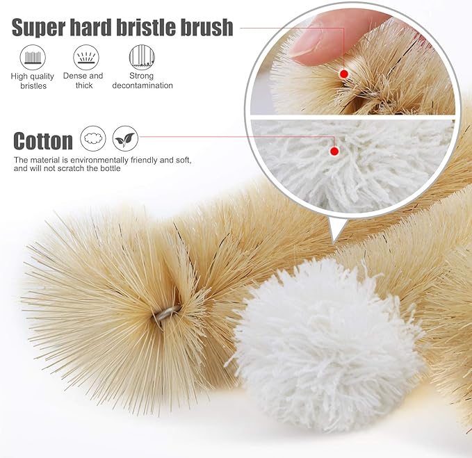 MASTERTOP 9 Pieces Bottle Brush Set - Long Water Bottle and Straw Brush Cleaning Set BPA Free Bottle Cleaner Brush for Baby Bottle Pipes Coffee Grinder Teapot Narrow Neck Wide Mouth Water Bottles