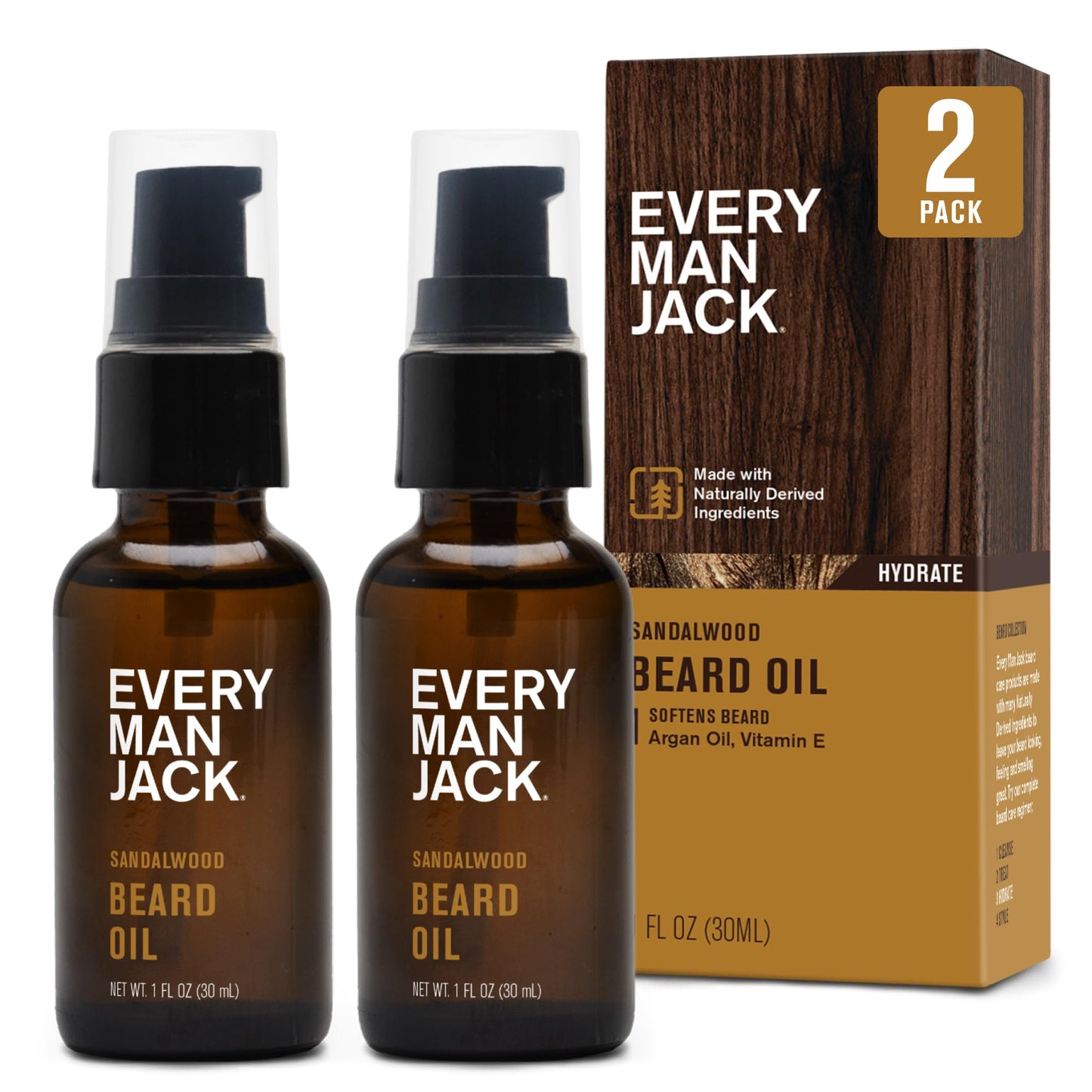 Every Man Jack Mens Beard Oil - Subtle Sandalwood Fragrance - Deeply Moisturizes and Softens Your Beard and Adds a Natural Shine