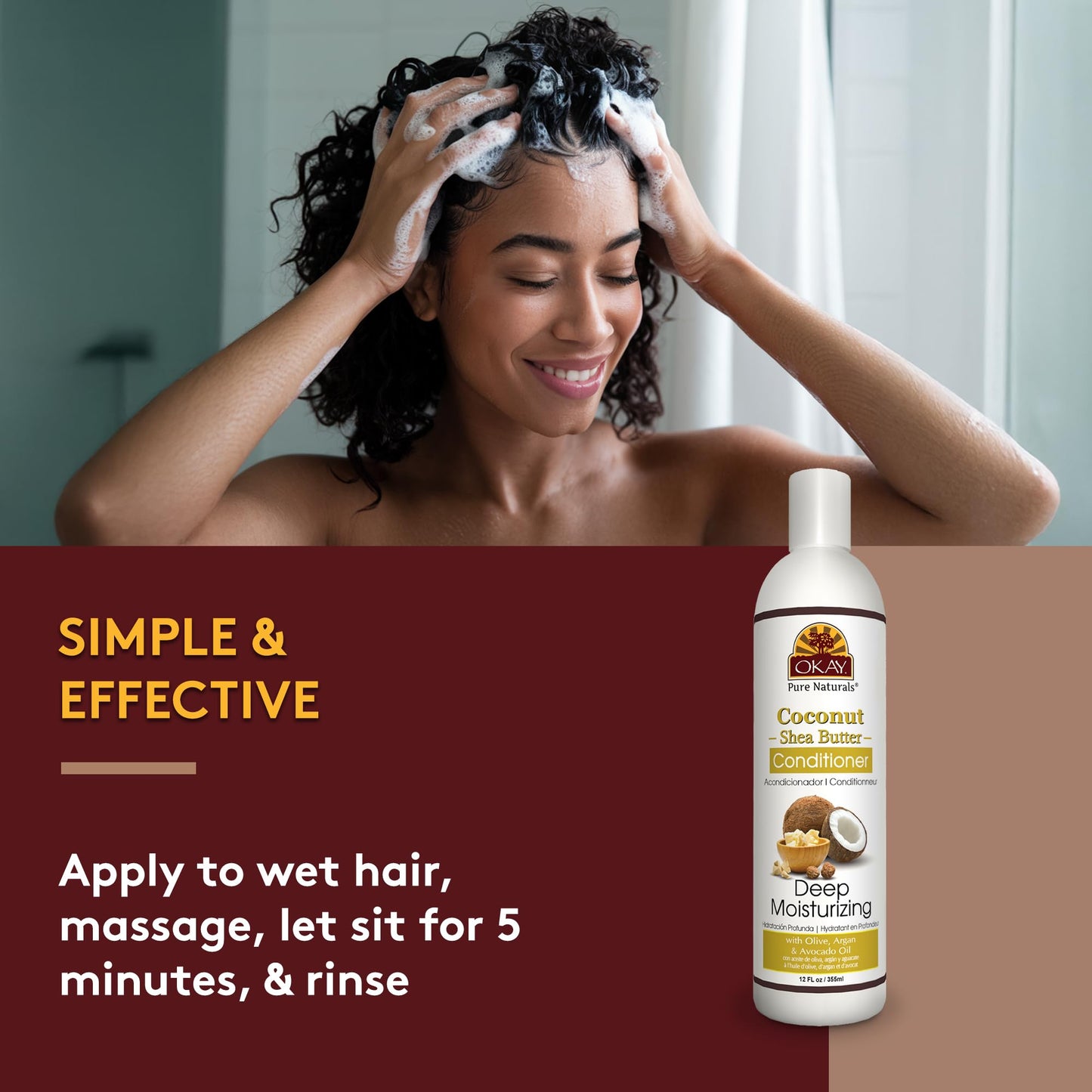 OKAY | Coconut & Shea Butter Conditioner | For All Hair Types & Textures | Fortify - Strengthen - Revitalize | With Olive, Argan