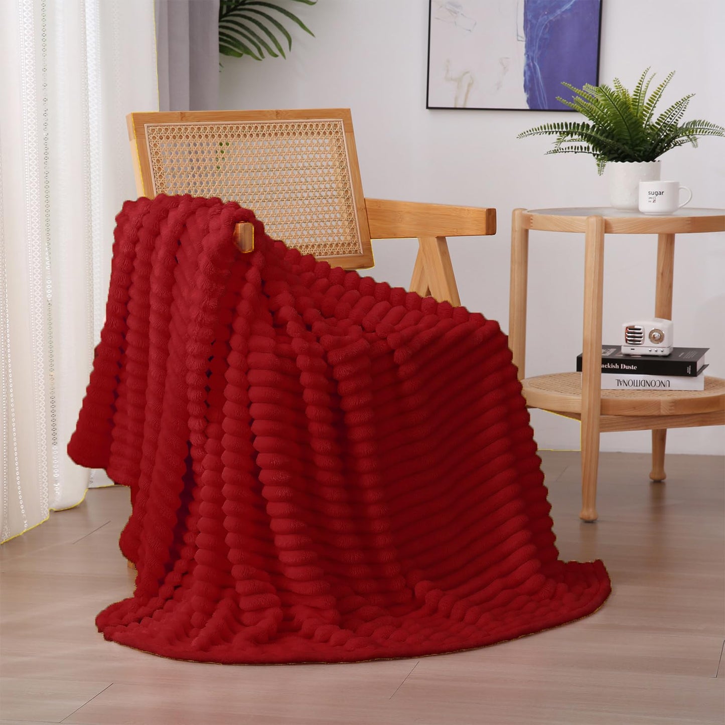 Valentines Day Decorations Red Fleece Throw Blanket 50”×60” for Couch Sofa Bed,Super Soft Cozy Plush Microfiber Flannel Blanket with Stripes Design Lightweight for Adults,Woman,Girls Gifts