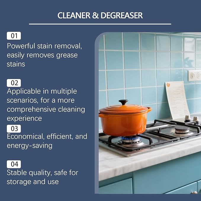 Powder Cleaner – Toilet Cleaning Powder and Powered Cooker Degreaser for Bathroom, Kitchen, Household Use on Glass, Sink, Oven, Bathtub, Wall, Floor, Bowl, Daily Deep Cleaning