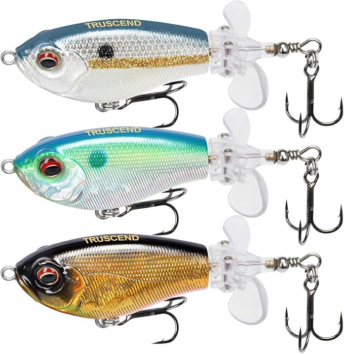 TRUSCEND Top Water Fishing Lures with BKK Hooks, Easy Catch Plopper Lure for Freshwater or Saltwater, Floating Lures for B...