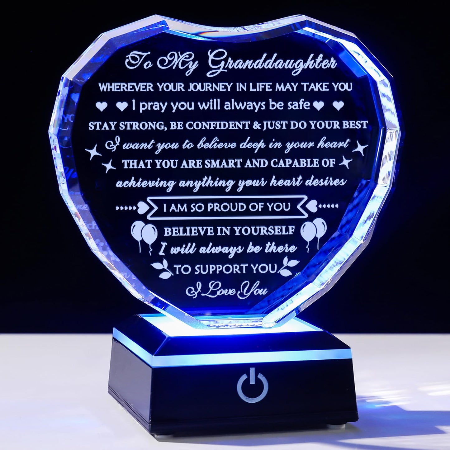 Arikyrist Granddaughter Gifts from Grandma with Colorful Base Birthday Gifts for Granddaughter from Grandparents Crystal Keepsake Best Gifts Ideas for Granddaughter on Christmas Wedding Graduation
