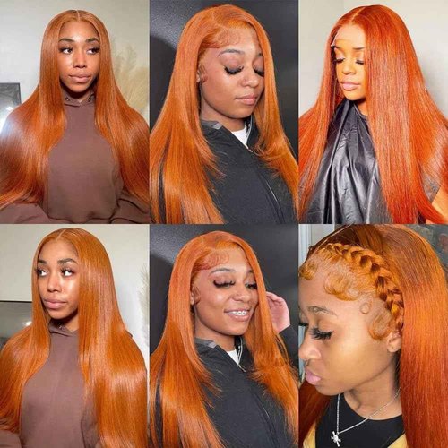 Habiliana Bundles Human Hair 22 24 26 Inch Straight Orange Ginger Bundles 11A Unprocessed Brazilian Virgin Quick Weave Hair Extensions for Black Women