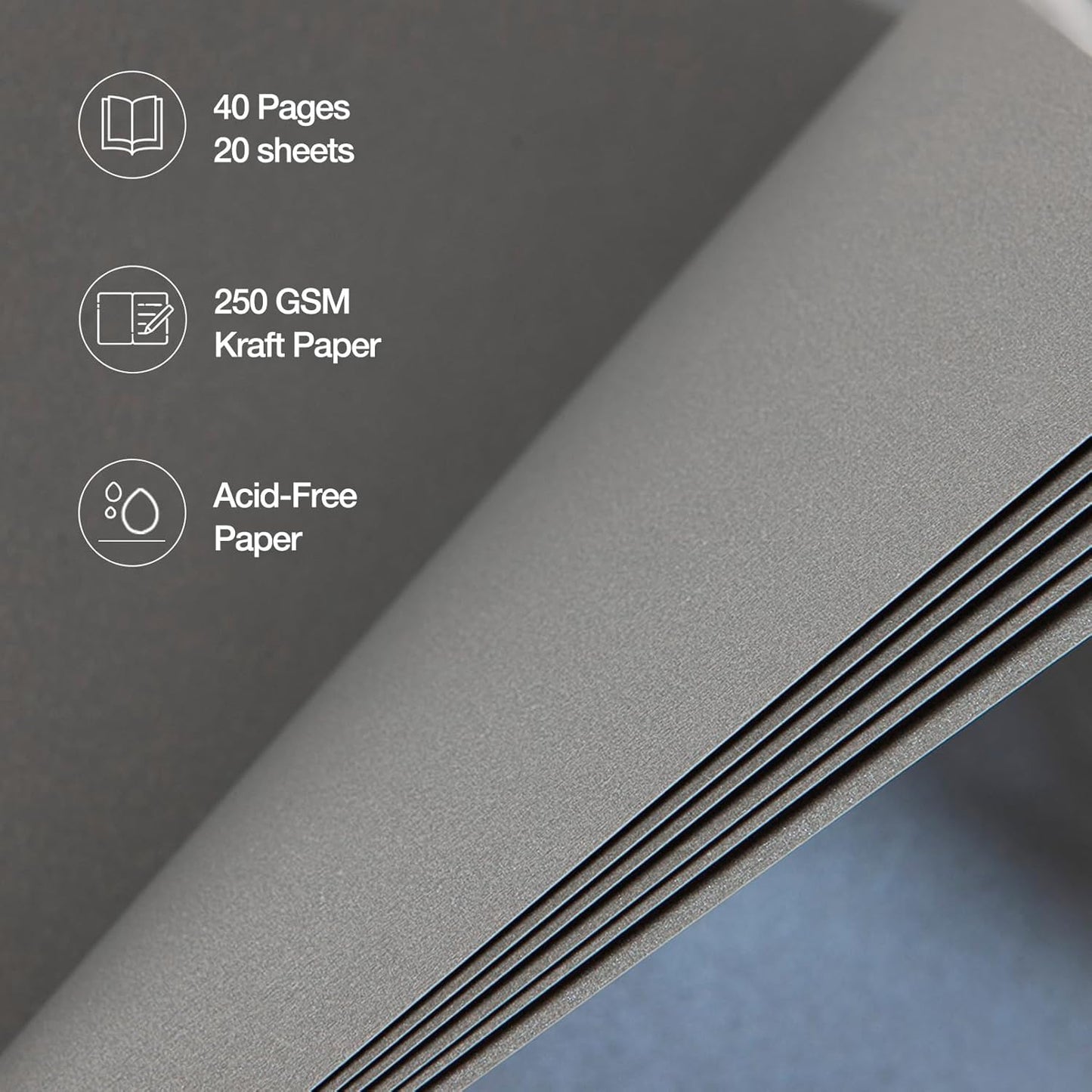 potricher 10 x 10 Inch DIY Scrapbook Album 40 Pages Hardcover Kraft Paper Scrap Book Photo Albums Memory Book for Wedding and Anniversary Family (Gray, 10 Inch)