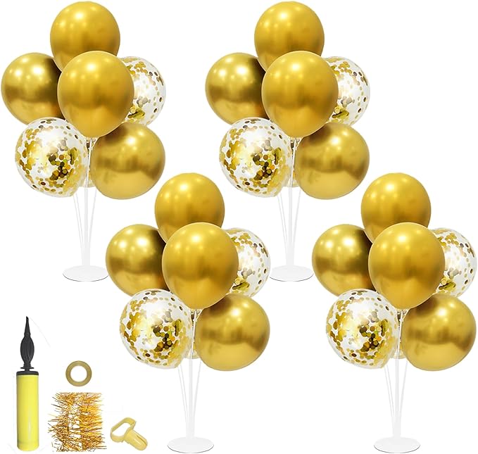 ZJDHPTY Gold Party Decorations 4Set Balloon Stand Table Centerpieces for Birthday Bridal Shower Wedding Anniversary Engage...