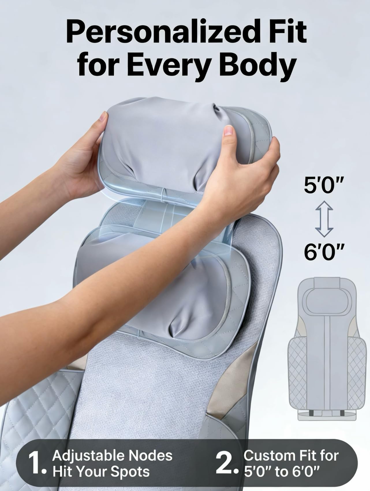 Ethereal Wellness Shiatsu Massage Chair with Heat, Full Back Shiatsu & Rolling, Comfortable Massage Chair Pad for Stress Relief, Gift for her/him, Office and Home.Gray.