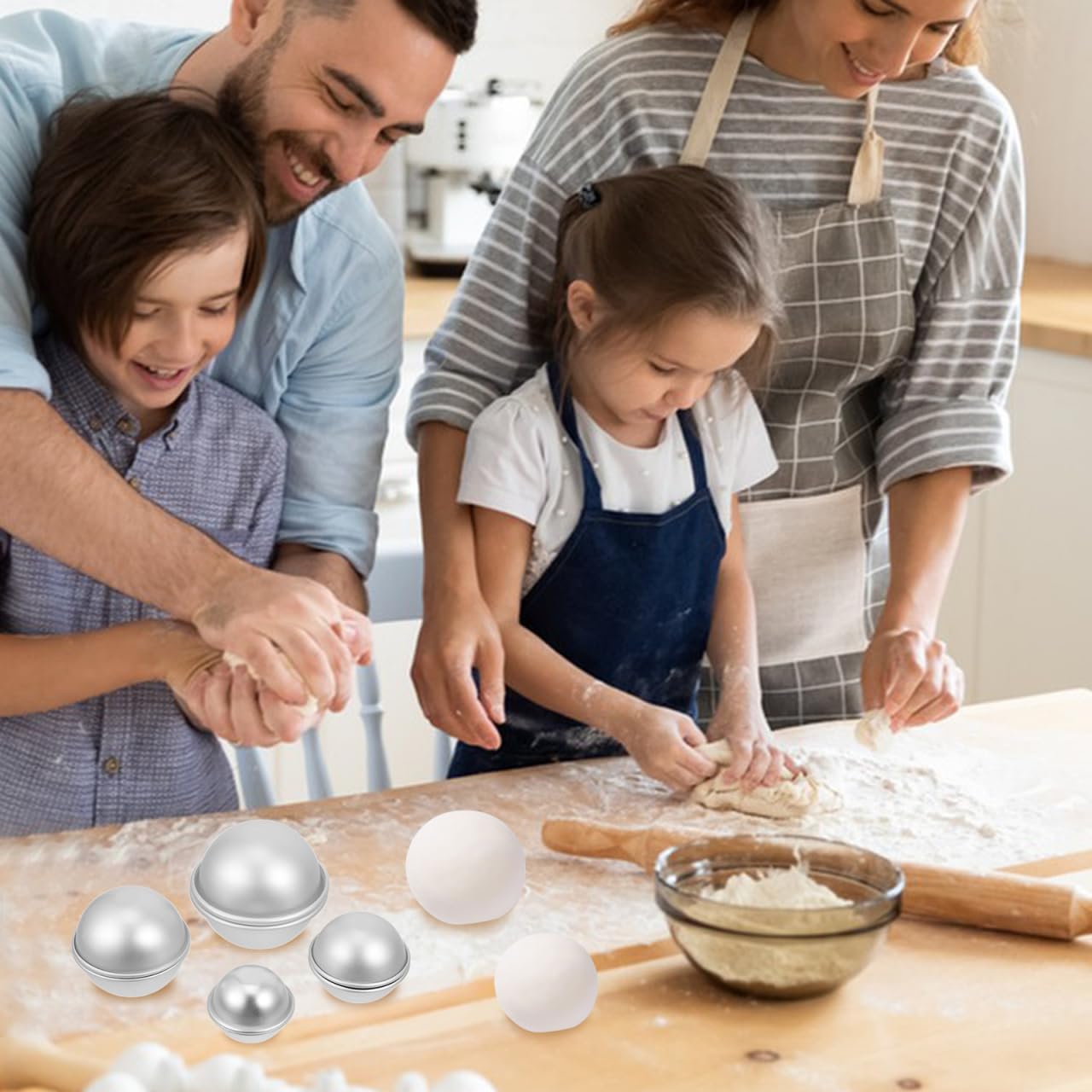 Tofficu 8Pcs Dome Cake Pan - Aluminum Cake Ball Mold - 1.77+2.16+2.55+3.14 Inch Half Ball Cake Pan - Football Cake Pan - 3d Round Shape Cake Mold for Birthday Wedding Anniversary DIY Cake Baking Tool