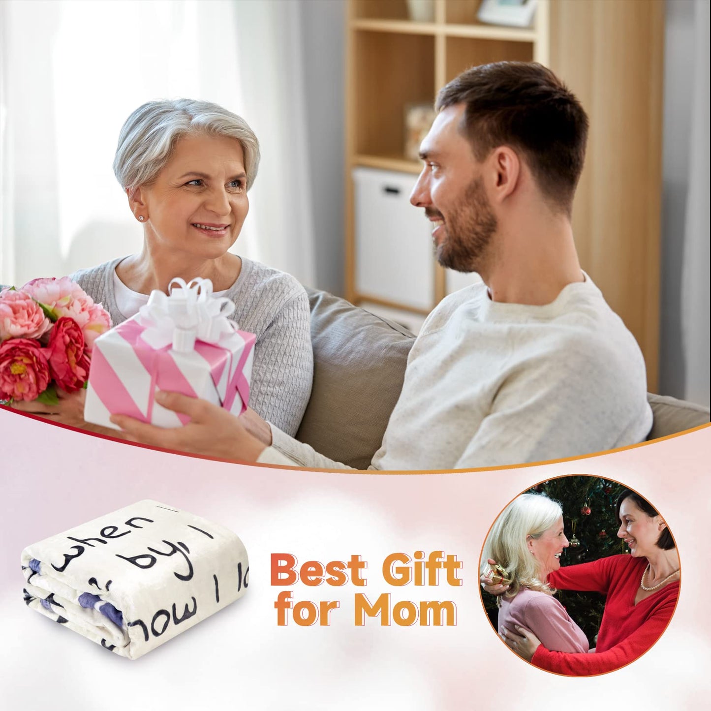 VETEBLE 70 x 55 inches Super Soft Blanket Gifts for Mom, Perfect Mother Gifts for Mother's Day, Christmas, Birthday Gifts for Mom from Daughter Son