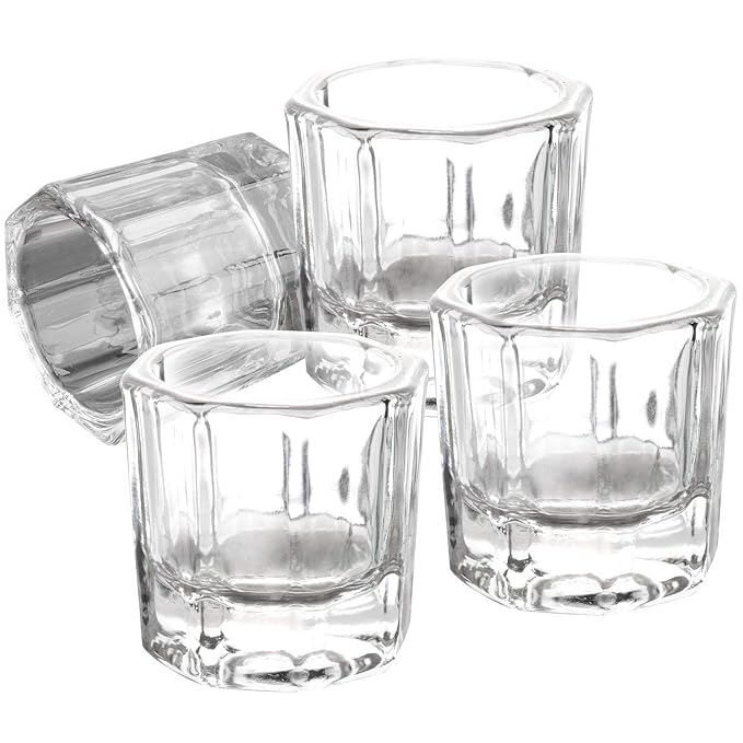 4 Pieces Acrylic Dappen Dish Nail Dapping Dish Nail Powder and Liquid Holder Glass Bowl Crystal Cup Nail Supplies