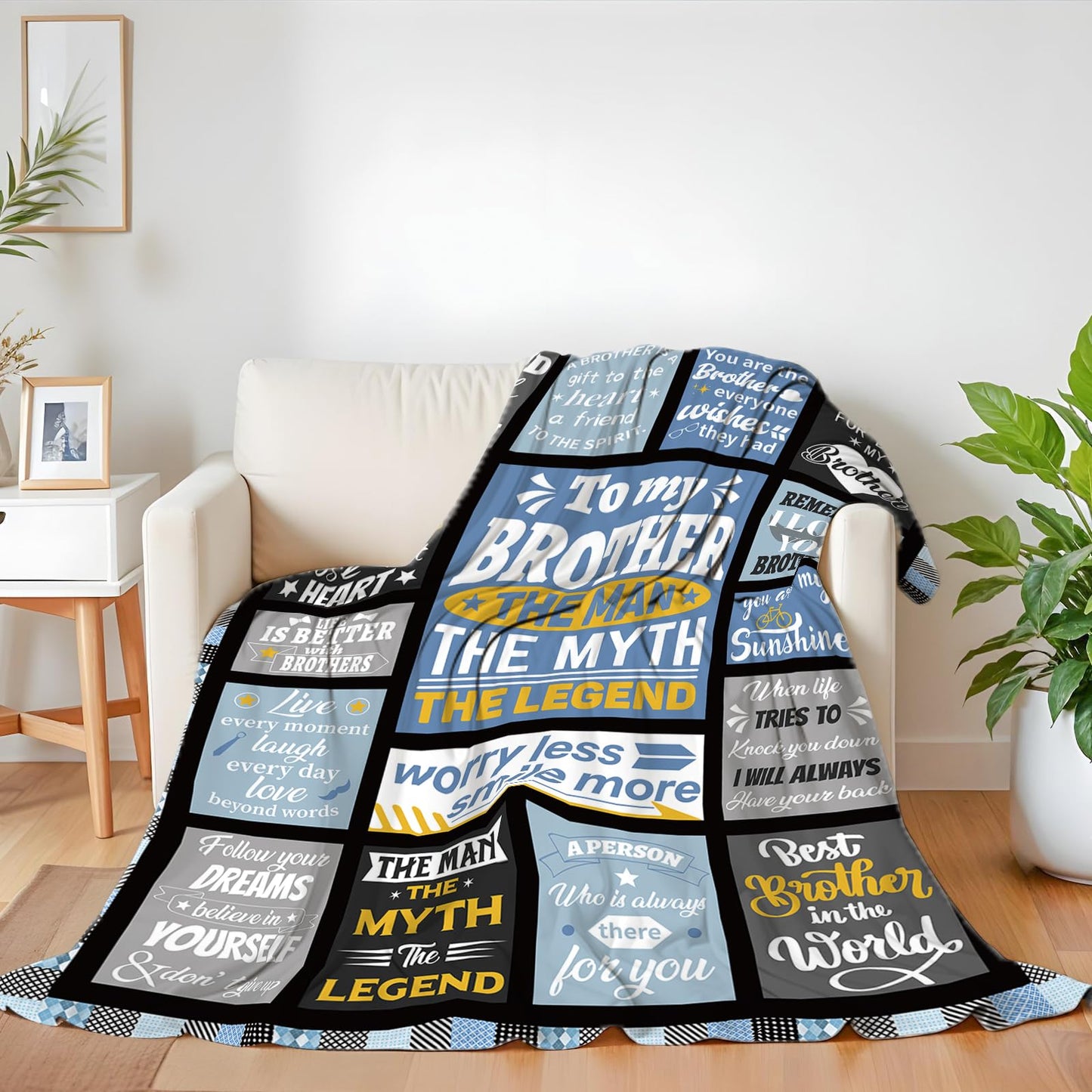Birthday Gift for Brother, Funny Soft Warm Throw Blanket 50" X 60", Big Brother Gifts from Sister, Thoughtful Birthday Christmas Graduation Fathers Day Blanket for Best Bro