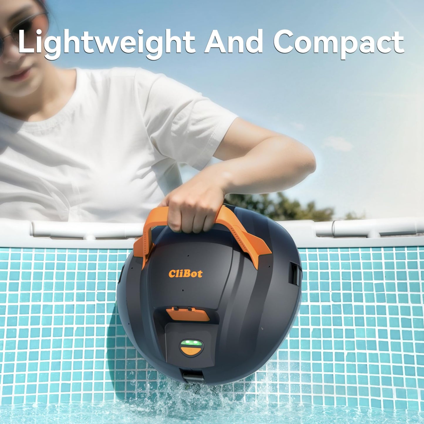 CliBot S1 Cordless Pool Vacuum, Automatic Pool Cleaner Robot with 120 Min Runtime, Powerful Dual-Motor, Auto Park, 2 Cleaning Paths, for Above Ground Pools and Flat In-Ground Pools up to 850 Sq.Ft