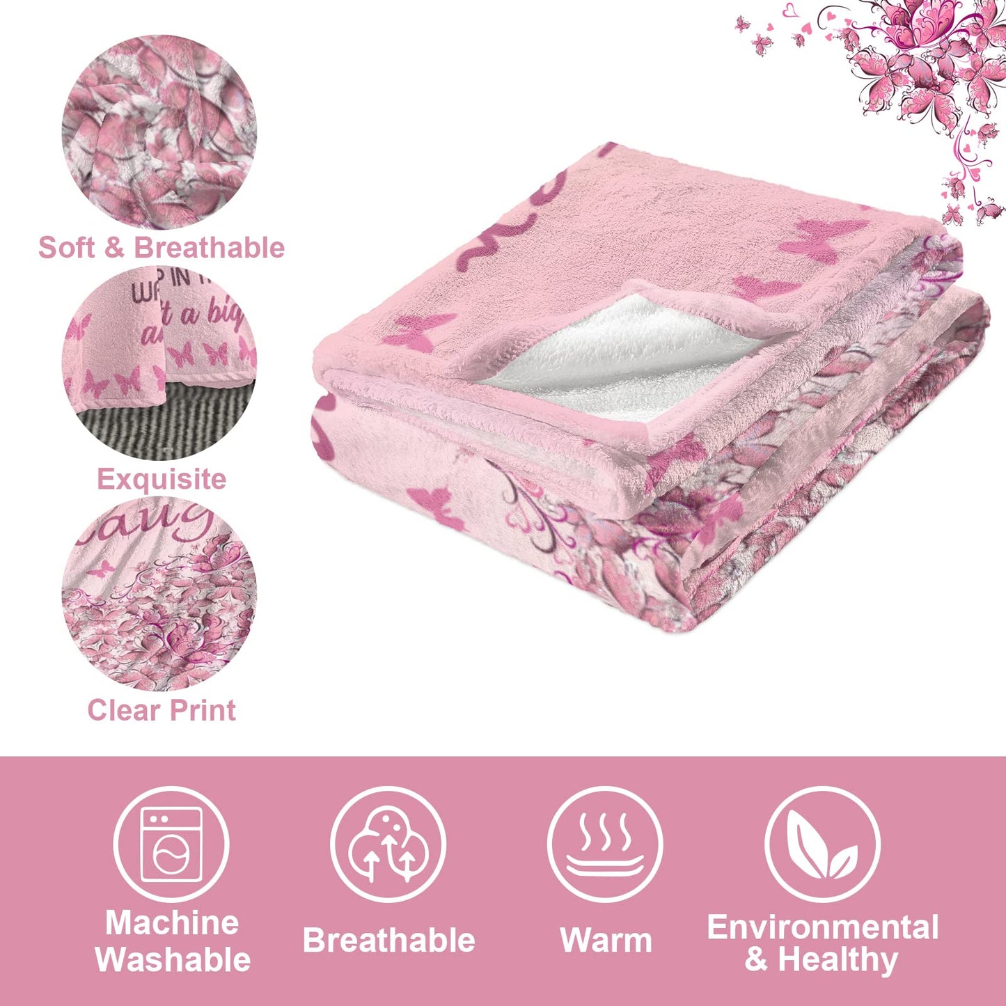 Quilazy Granddaughter Gifts from Grandma Blanket, Gift for Granddaughter, Christmas/Valentines/Mothers Day/Graduation/Birthday Gifts for Granddaughters Girls, to My Granddaughters Blanket 60" X 50"