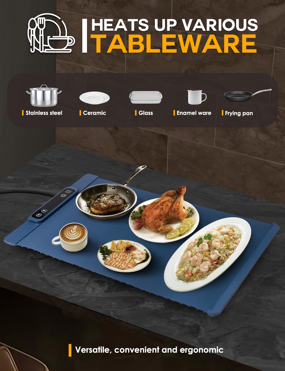 Electric Warming Tray - Rollable/Portable Warming Mat with Timer, Heating and Child Locks Control Feature - Electric Heating Pad for Party, Buffet, Picnic - Food Warmer Mat for Camping,Travel