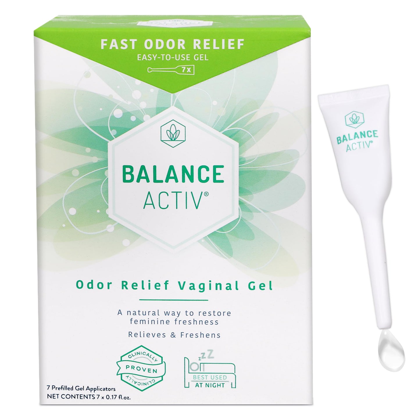 Balance Activ Odor Relief pH Balanced Vaginal Gel for Women, Works Naturally to Rapidly Relieve Unpleasant Odor & Restore Feminine Freshness
