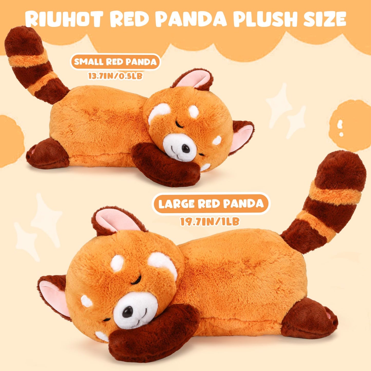 Red Panda Stuffed Animal Pillow - Cute Plush Toy Plushie Gift for Girlfriend Kids Birthday - 13.7" Panda Pillow