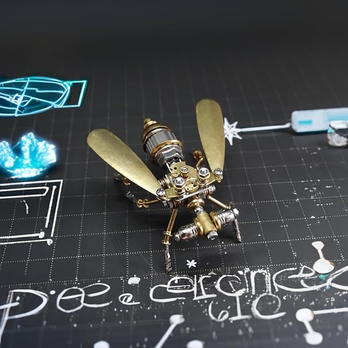 3D Steampunk Metal Fruit Fly Model Kit – DIY Mechanical Brass Insect Puzzle for Adults, Retro Collectible Assembly Craft, Unique Home Office Decoration Gift (Fruit Fly)