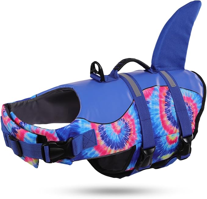 ASENKU Dog Life Jacket - Pet Safety Vest for Swimming & Boating, Shark Life Jacket with Floatation, Dog Lifesavers Swimsui...