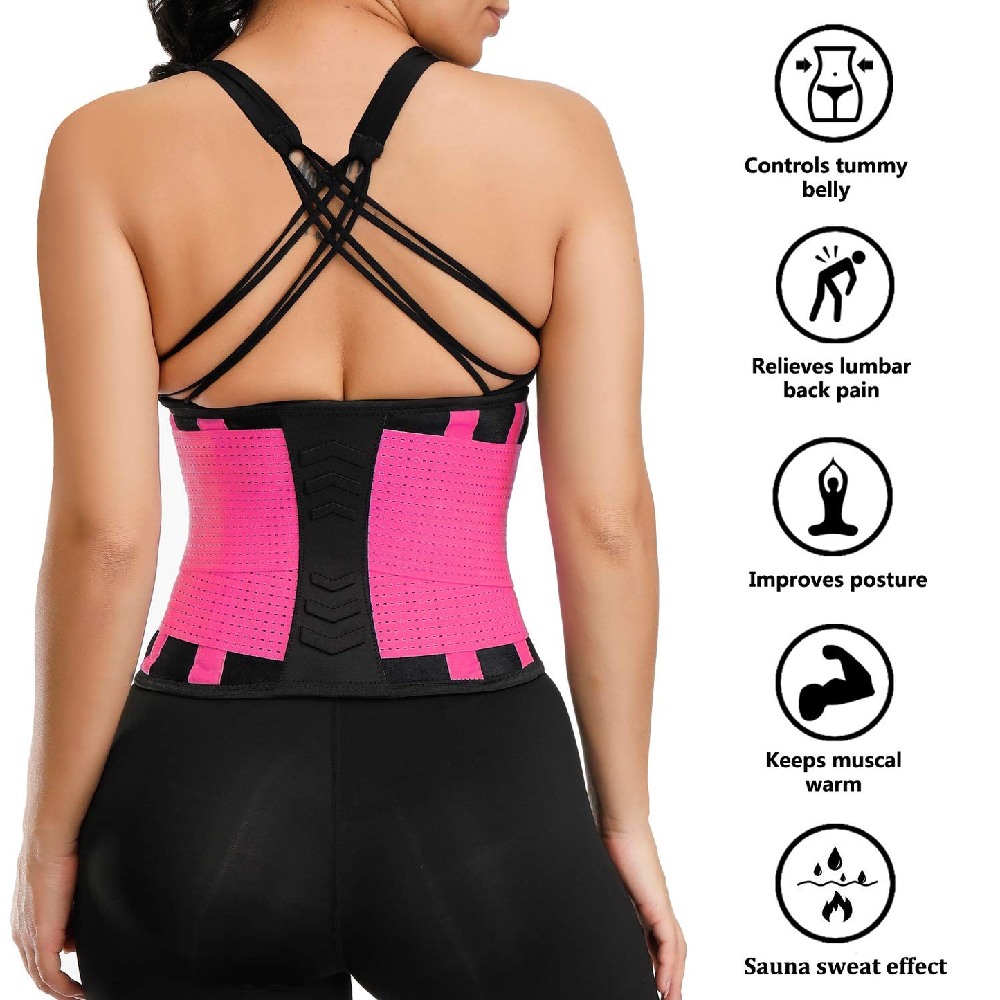 VENUZOR Waist Trainer Belt for Women - Waist Cincher Trimmer - Slimming Body Shaper Belt - Sport Girdle Belt (UP Graded)(FL Pink,L)