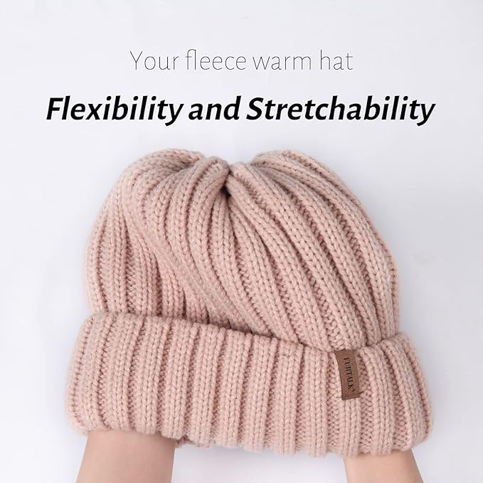 FURTALK Winter Hats for Women Fleece Lined Beanie Knit Chunky Womens Snow Cap
