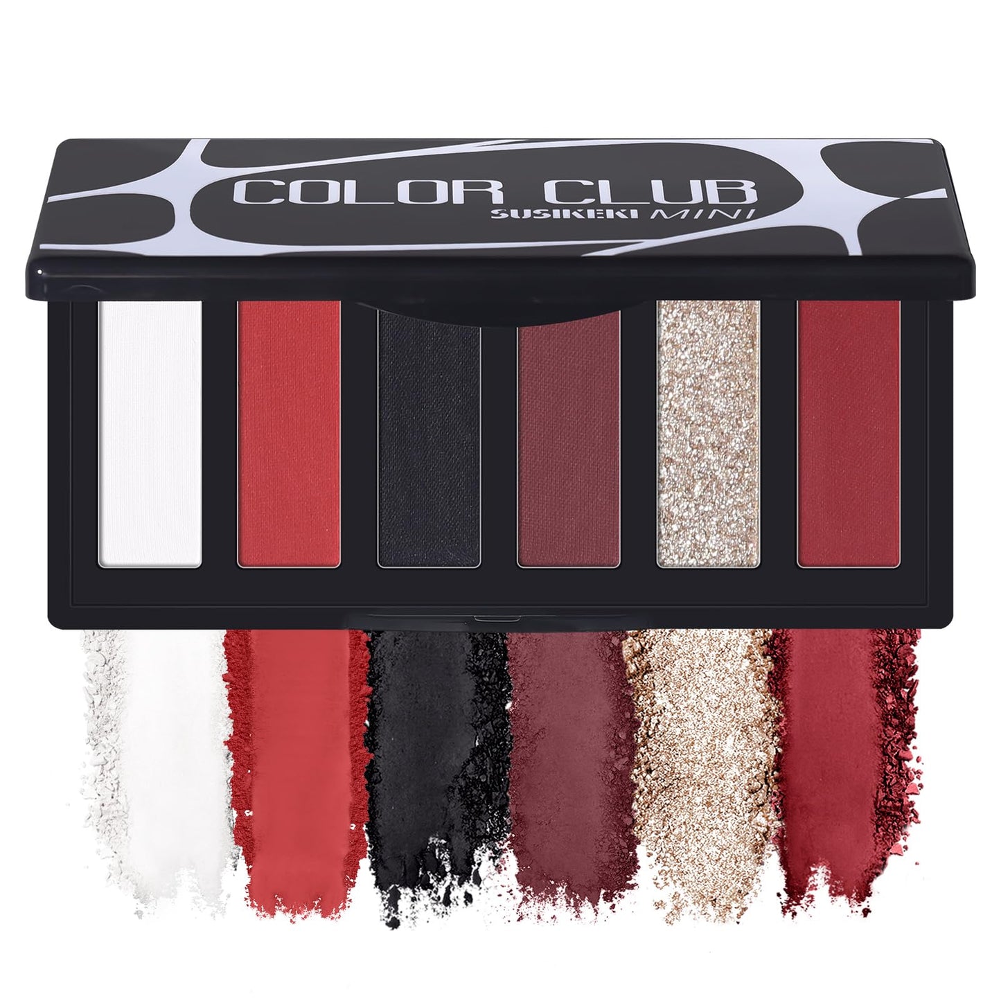 SUSIKEKI Red Eyeshadow Palette with Mirror Sliver Red Black Tones Matte Shimmer 6 Colors Mini Eye Shadow Pallet Travel Size High