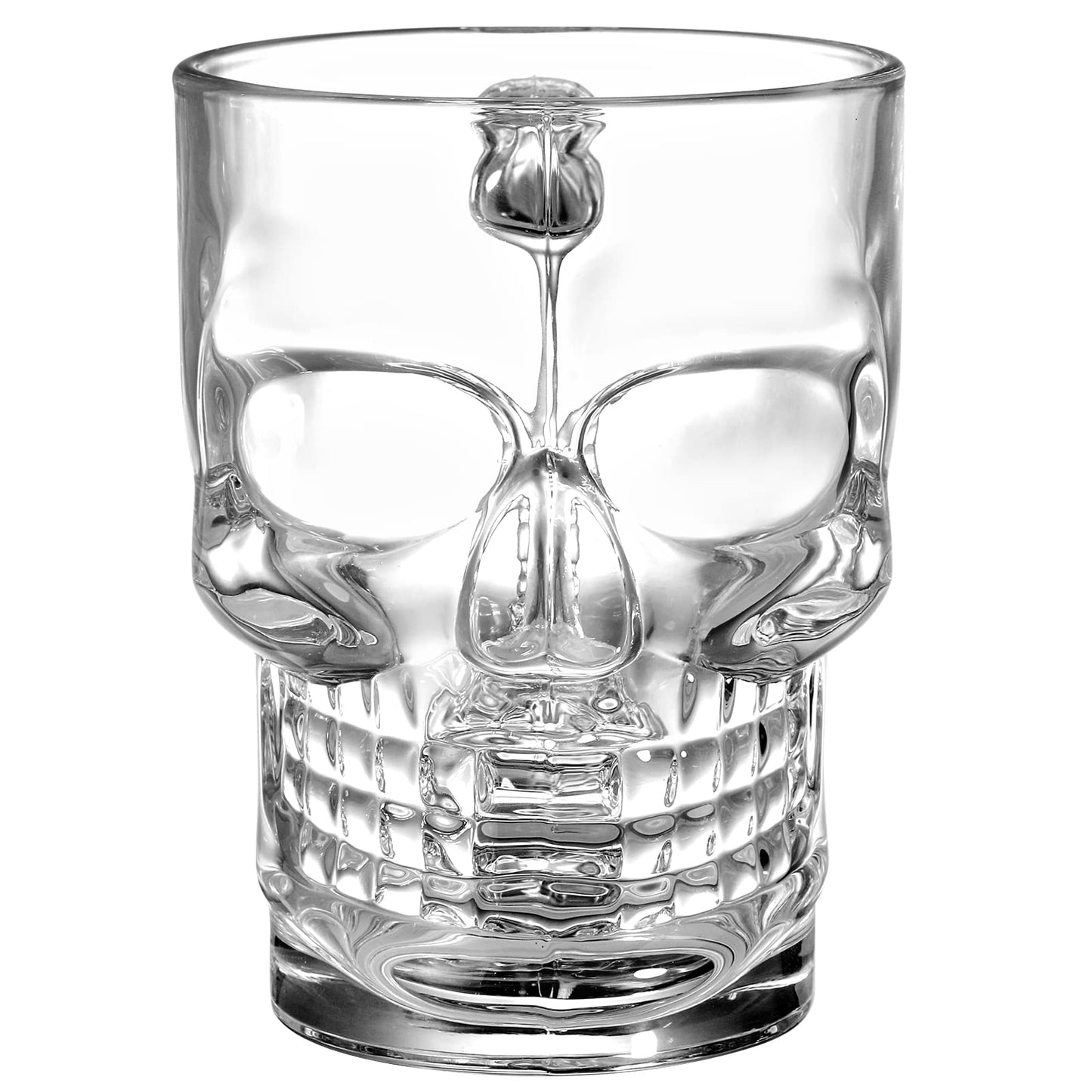 Hacaroa 6 Pack 17 Oz Skull Glass Beer Mug with Handle, Father's Day Gift Heavy Base Drinking Tiki Glasses, Clear Funny Beer Stein Cup for Whiskey, Wine, Juice, Bar, Halloween Decorations Gifts