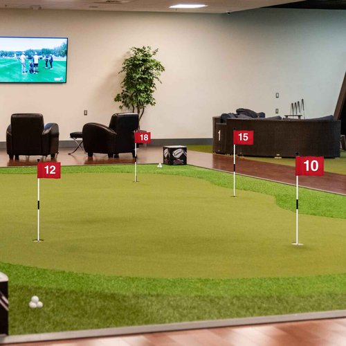 KINGTOP Numbered Golf Flag 8x6 Inch – Upgraded Double Layer 420D Nylon, Double Sided Printing, Tube Inserted – Mini Practice Putting Green Flags for Yard, Red #10-18