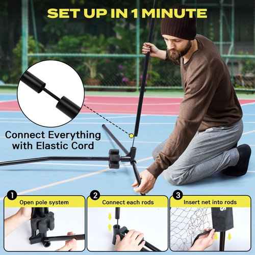 AboveGenius Pickleball Set with Net, Pickleball Paddles Set of 4, Portable Net for Driveway, Lightweight Rackets, 4 Outdoor Balls, 1 Storage Bag