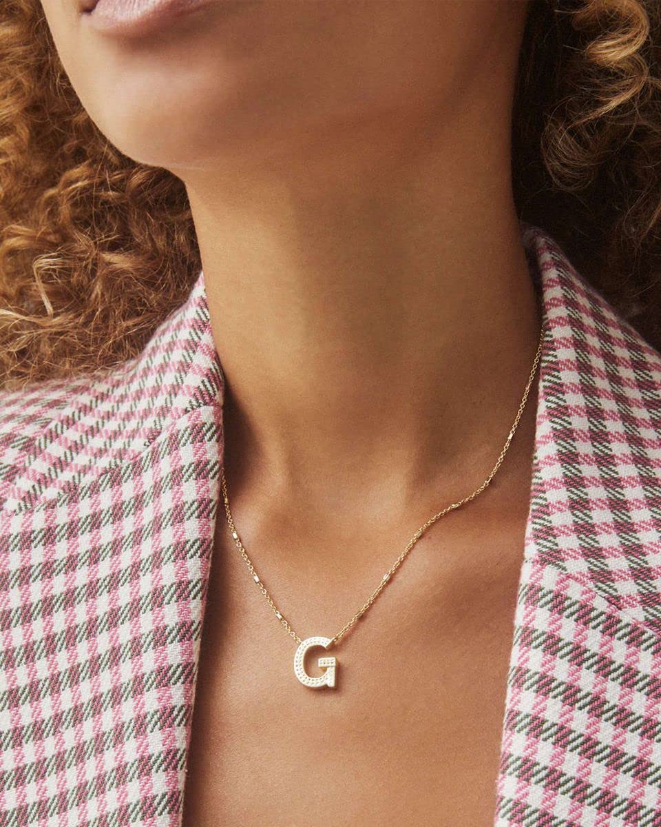 Kendra Scott Letter G Pendant Necklace for Women, Fashion Jewelry, 14k Gold-Plated Brass, Gold Metal, Letter G