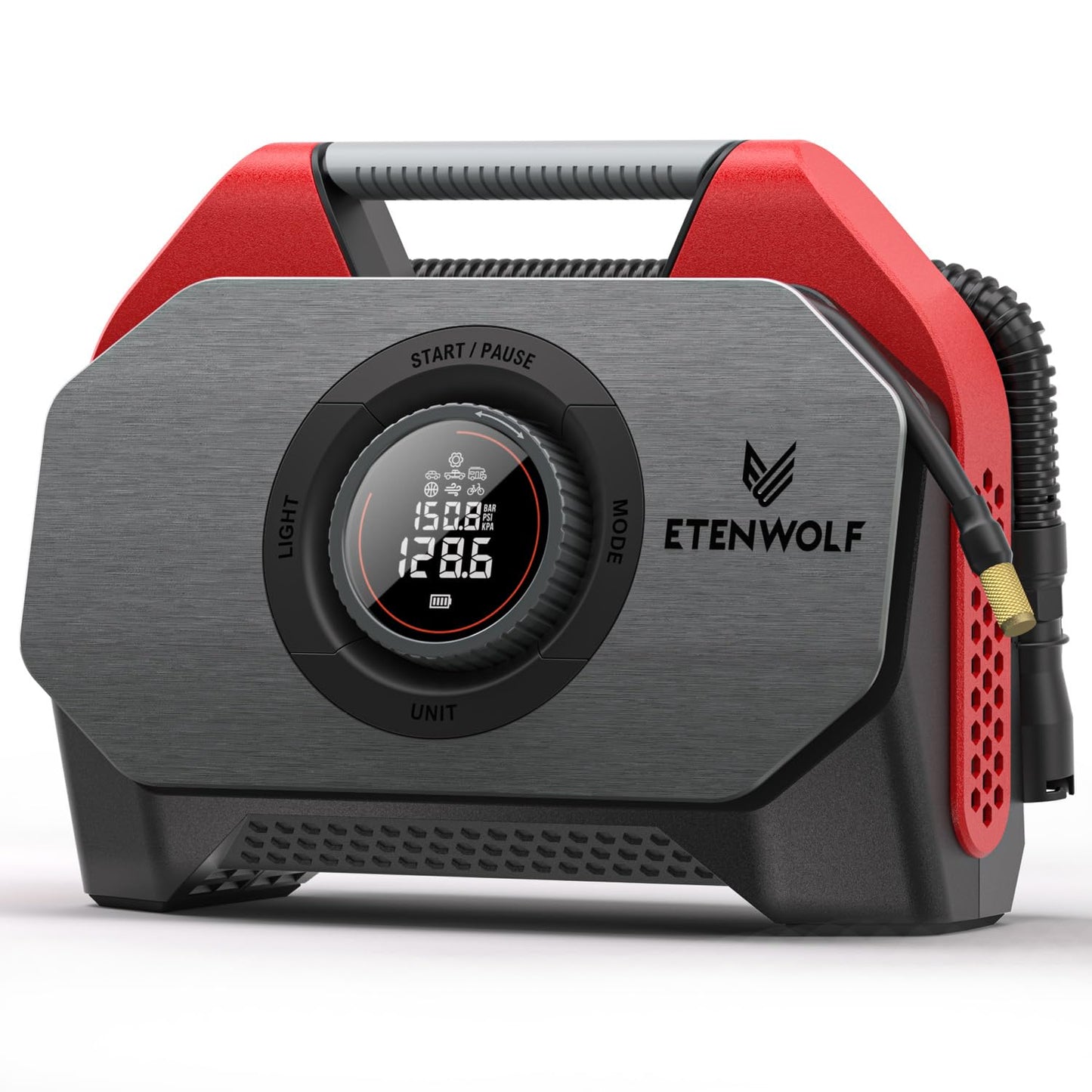 Etenwolf Vortex S6Se Cordless Tire Inflator Portable Air Compressor, 160 Psi Air Pump For Car Tires With 15600 Mah Battery, 100%