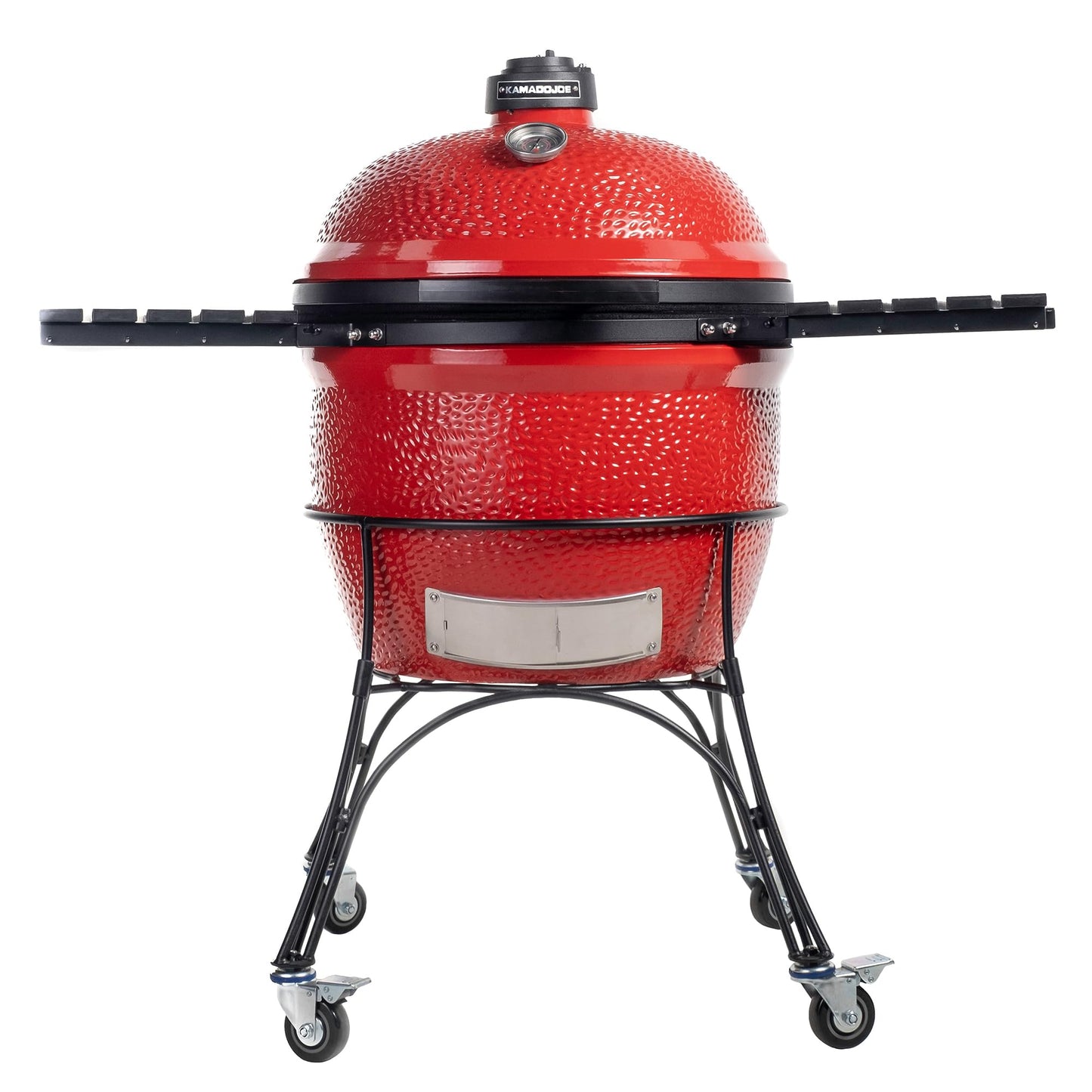 Kamado Joe Big Joe Series I 24-inch Ceramic Charcoal Grill and Smoker with Cart, Side Shelves, Stainless Steel Grates and 450 Cooking Square Inches in Red, Model BJ24Rh