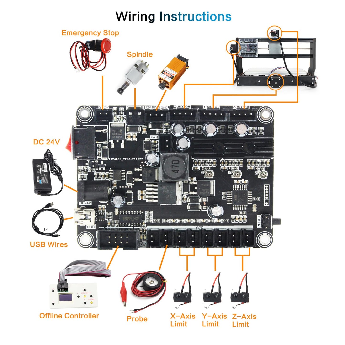 RATTMMOTOR CNC-3018-PRO MAX CNC Router Machine Kit DIY Mini CNC Wood Router Machine 3 Axis GRBL Control Engraver Milling Cutting Machine Working Area 300x180x45mm for Plastic/Wood/Acrylic/PVC/PCB