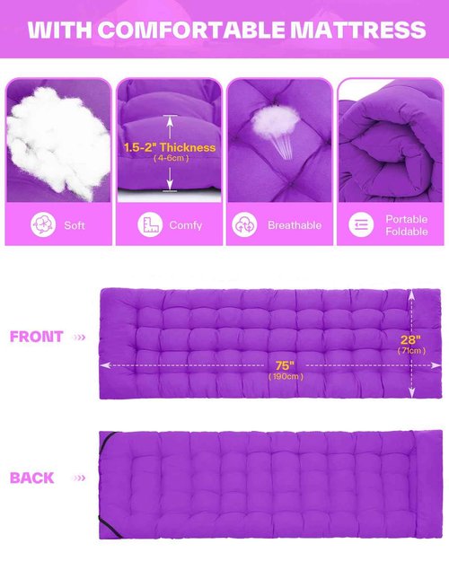 Sportneer Camping Cot with Mattress – Foldable Sleeping Cot for Adults, Heavy Duty Portable Bed for Camping, Hiking, Guest Room, Outdoor, 450 lbs Capacity, Easy Setup, Dual Side Pockets