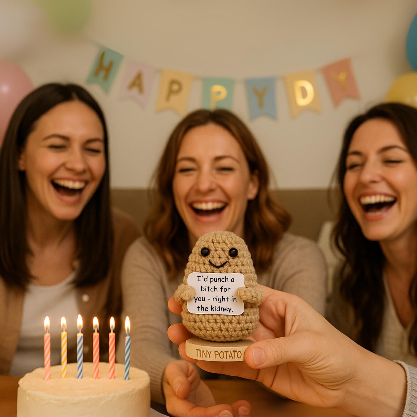 Funny Friendship Gift - Tiny Potato with 30 Sassy Messages for Women Friends Bestie BFF Bestfriend Coworkers - Best Friend Birthday Gifts for Women Men Her Him Sister Classmate - Positive Crochet