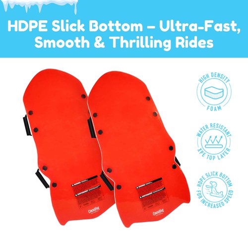 CocoNut Outdoor- 43" Double-Rider Rocket Ship Foam Snow Sled 2 Pack - Lightweight Foam Toboggans with Grip Handles and Slick Bottom for Increased Speeds, Ideal for Kids & Tweens & Teens